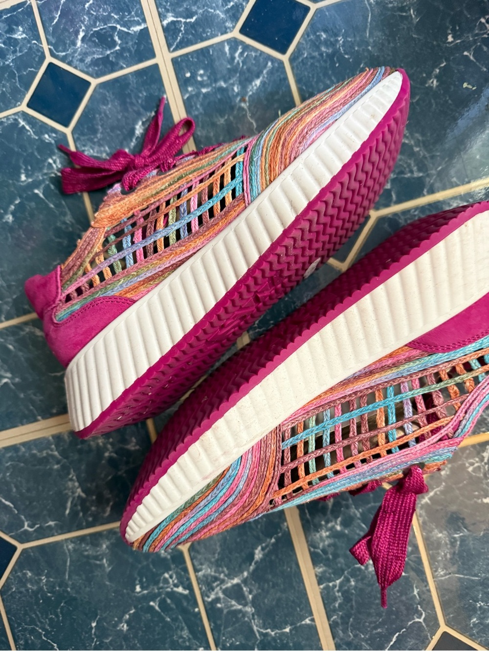 Multicolor Woven Lace-Up Sneakers - Pink Accent - Picture 5 of 8